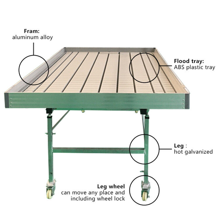 Greenhouse Ebb Flow Seedling Rolling Bench Grow Tables For Growing Various Plant Types